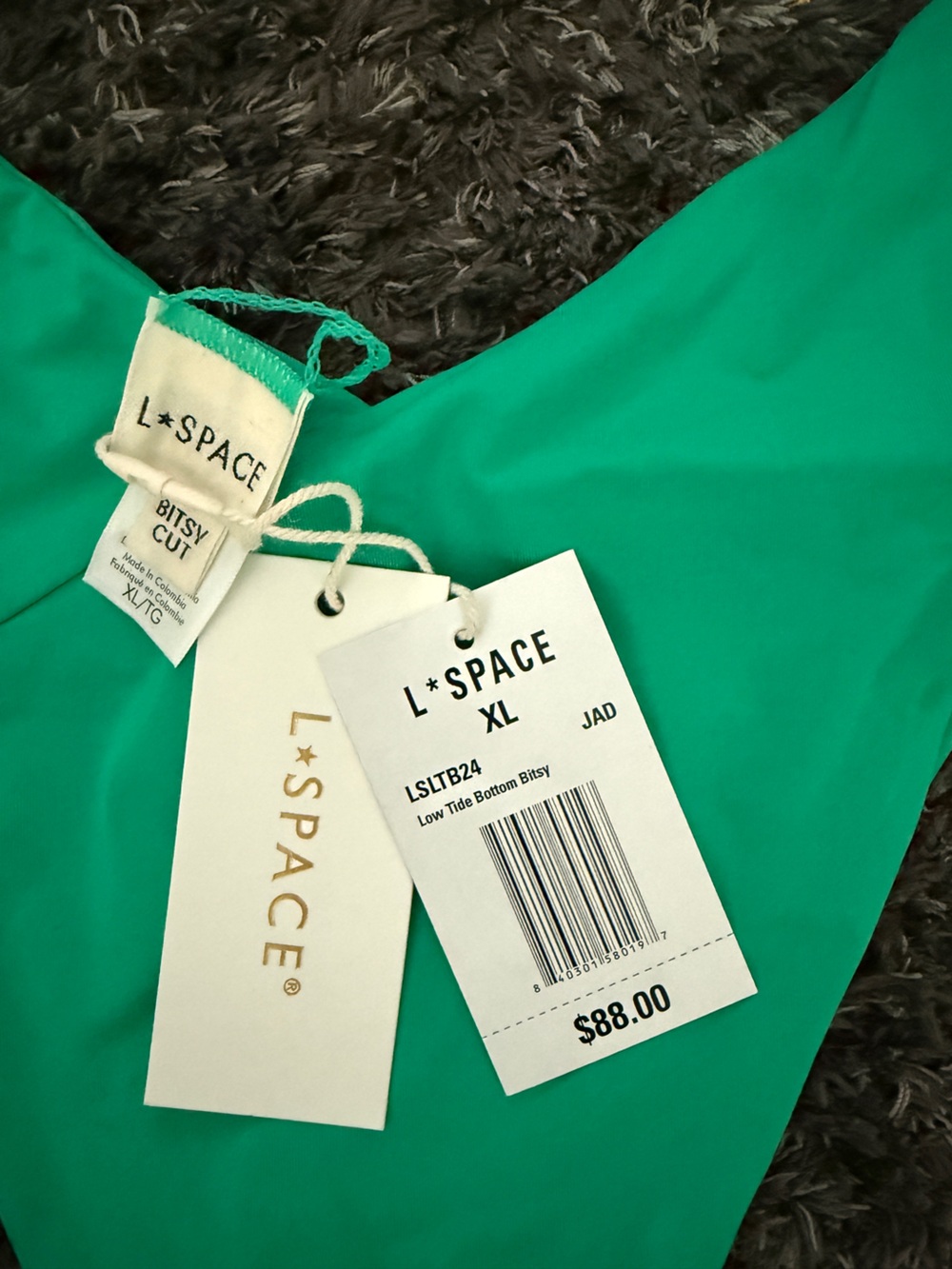 l*space Emerald Green Scoop Bikini Top & High-Cut Bottoms - Picture 3 of 5